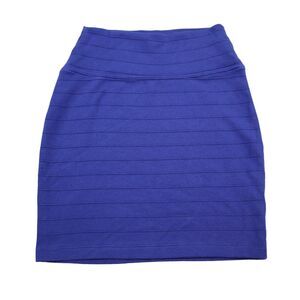 Basic House Skirt Womens M Blue Straight Pencil Knit Solid Elastic Waist Pull On